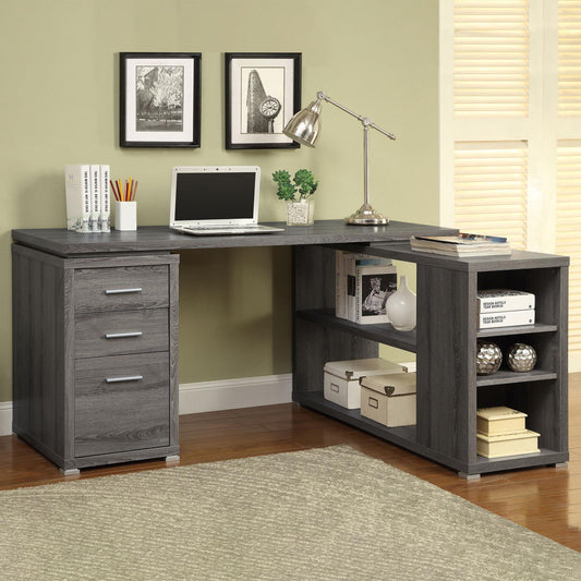 Yvette Weathered Gray L-shape Office Desk - 800518 - Luna Furniture - Dallas Store