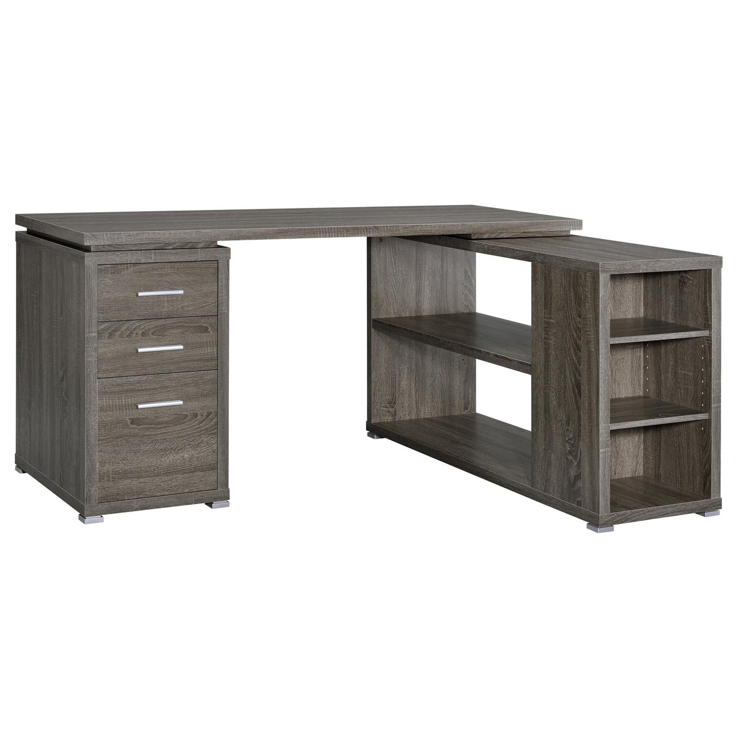 Yvette Weathered Gray L-shape Office Desk - 800518 - Luna Furniture - Dallas Store