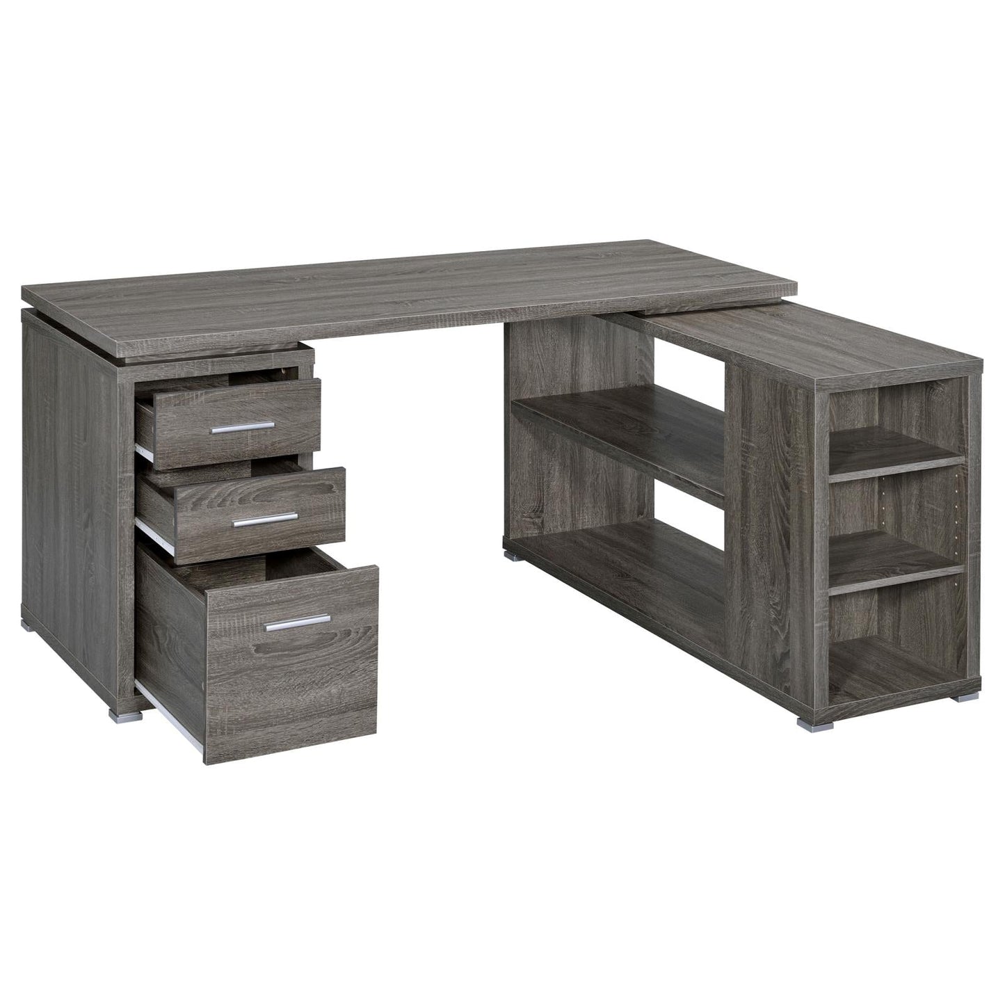 Yvette Weathered Gray L-shape Office Desk - 800518 - Luna Furniture - Dallas Store