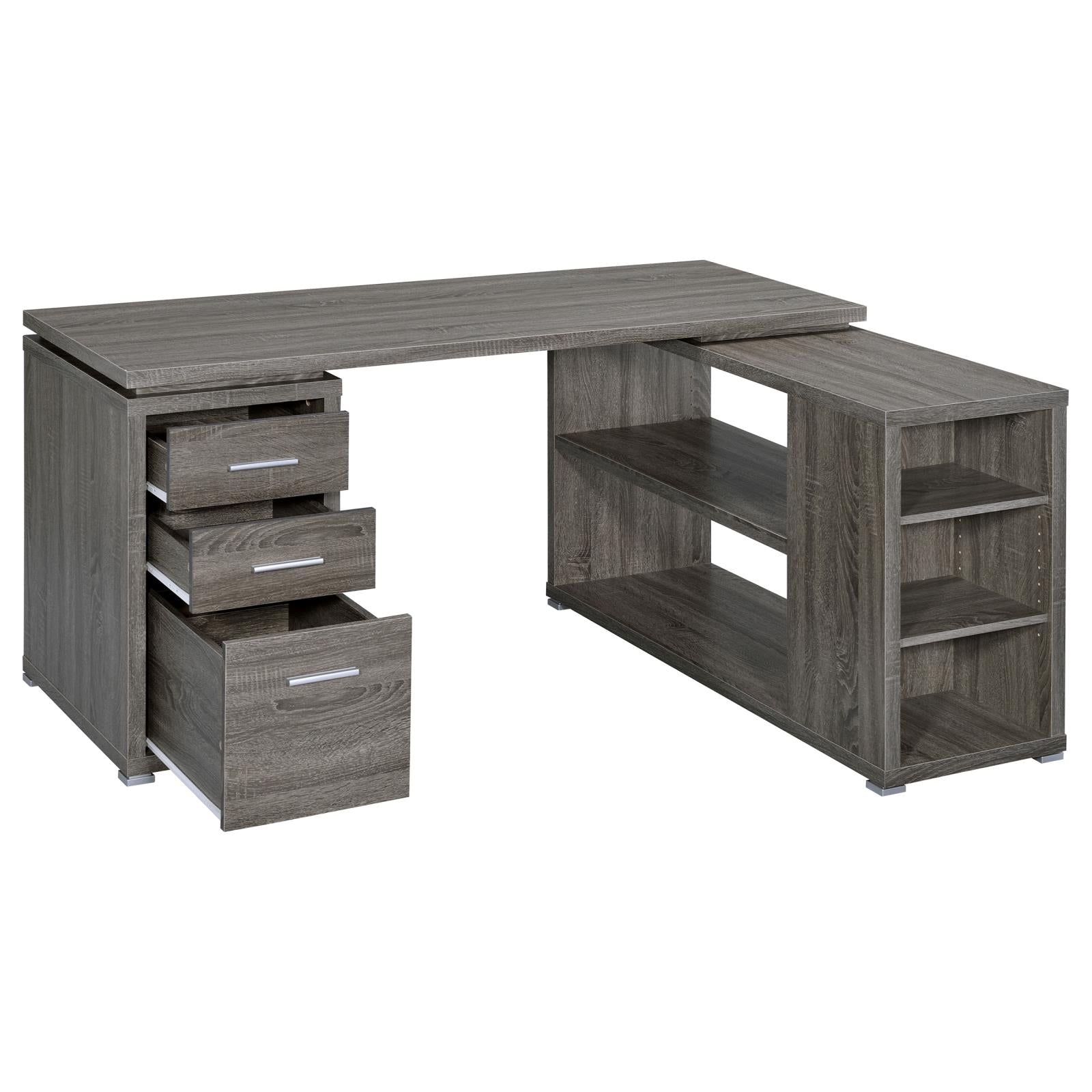 Yvette Weathered Gray L-shape Office Desk - 800518 - Luna Furniture - Dallas Store