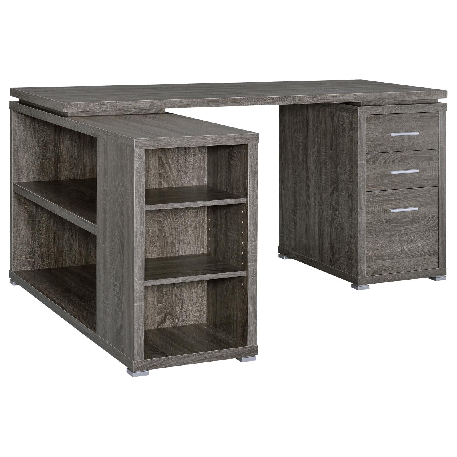 Yvette Weathered Gray L-shape Office Desk - 800518 - Luna Furniture - Dallas Store
