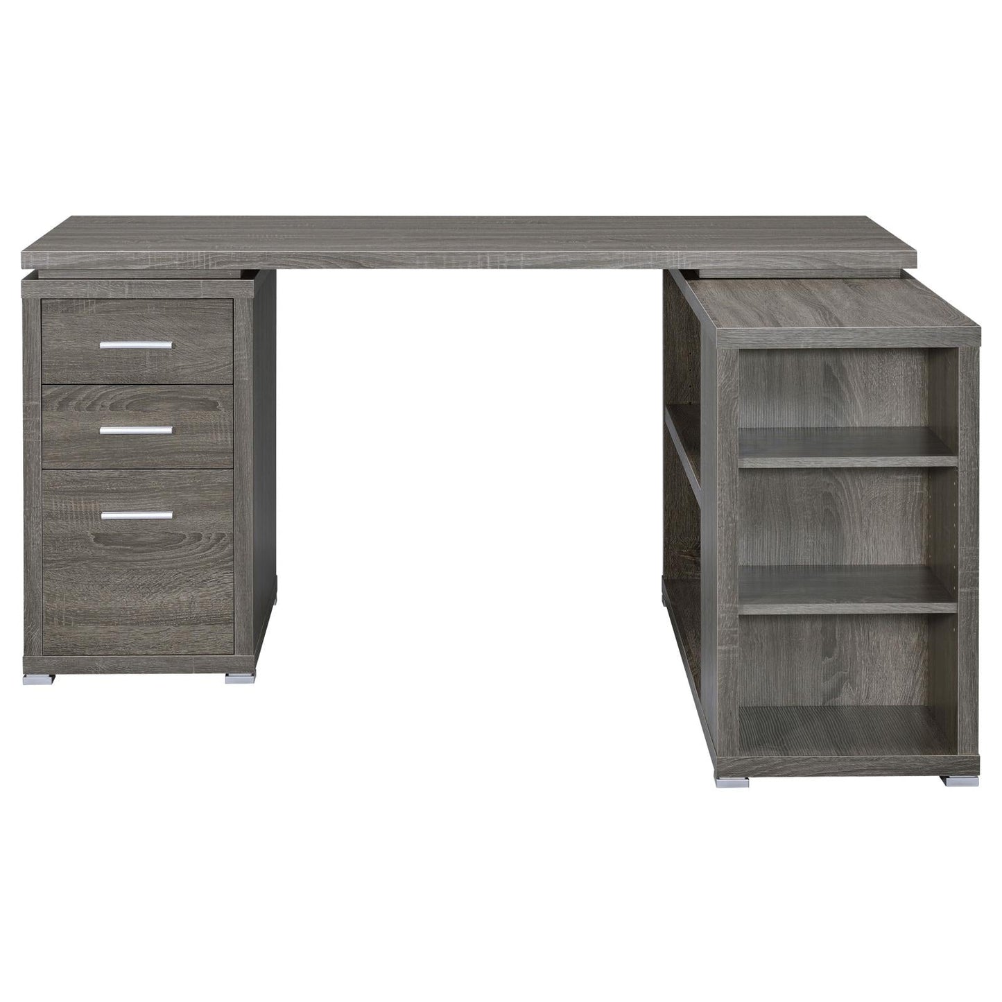 Yvette Weathered Gray L-shape Office Desk - 800518 - Luna Furniture - Dallas Store