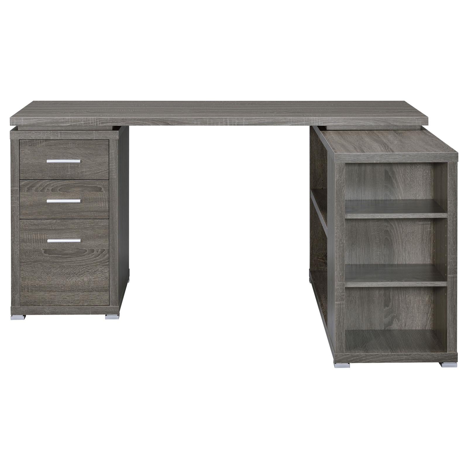 Yvette Weathered Gray L-shape Office Desk - 800518 - Luna Furniture - Dallas Store