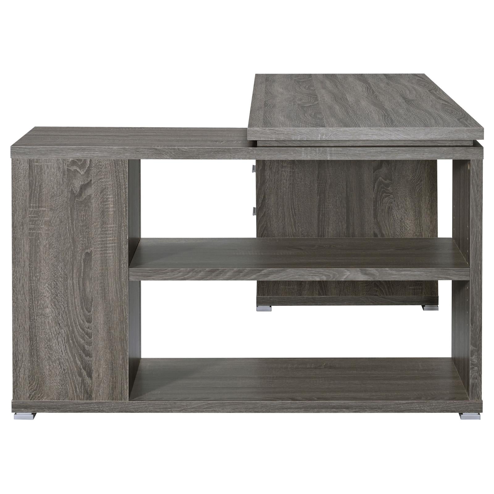 Yvette Weathered Gray L-shape Office Desk - 800518 - Luna Furniture - Dallas Store