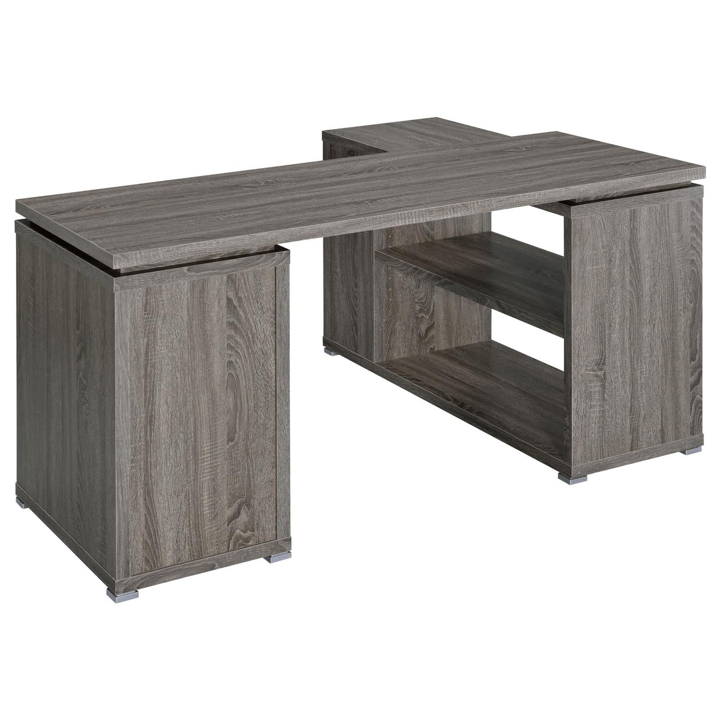 Yvette Weathered Gray L-shape Office Desk - 800518 - Luna Furniture - Dallas Store