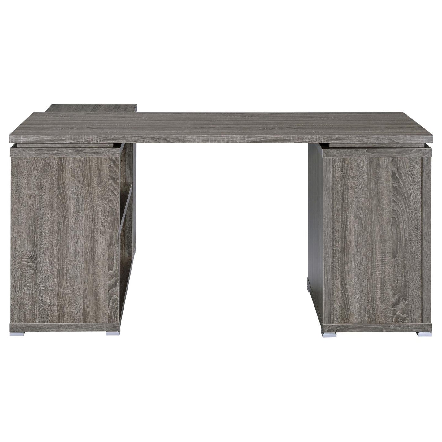 Yvette Weathered Gray L-shape Office Desk - 800518 - Luna Furniture - Dallas Store