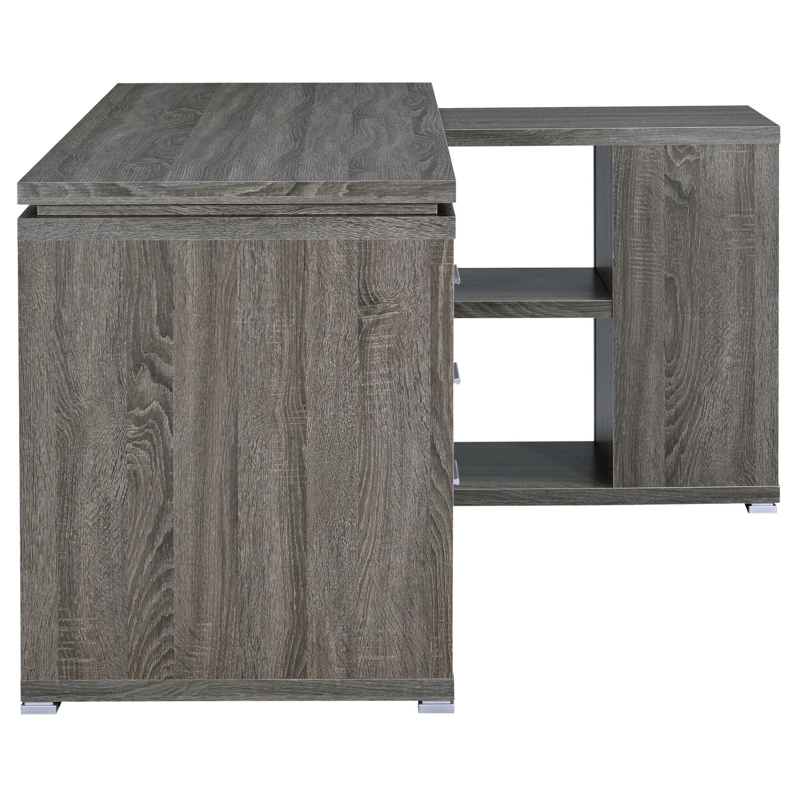 Yvette Weathered Gray L-shape Office Desk - 800518 - Luna Furniture - Dallas Store
