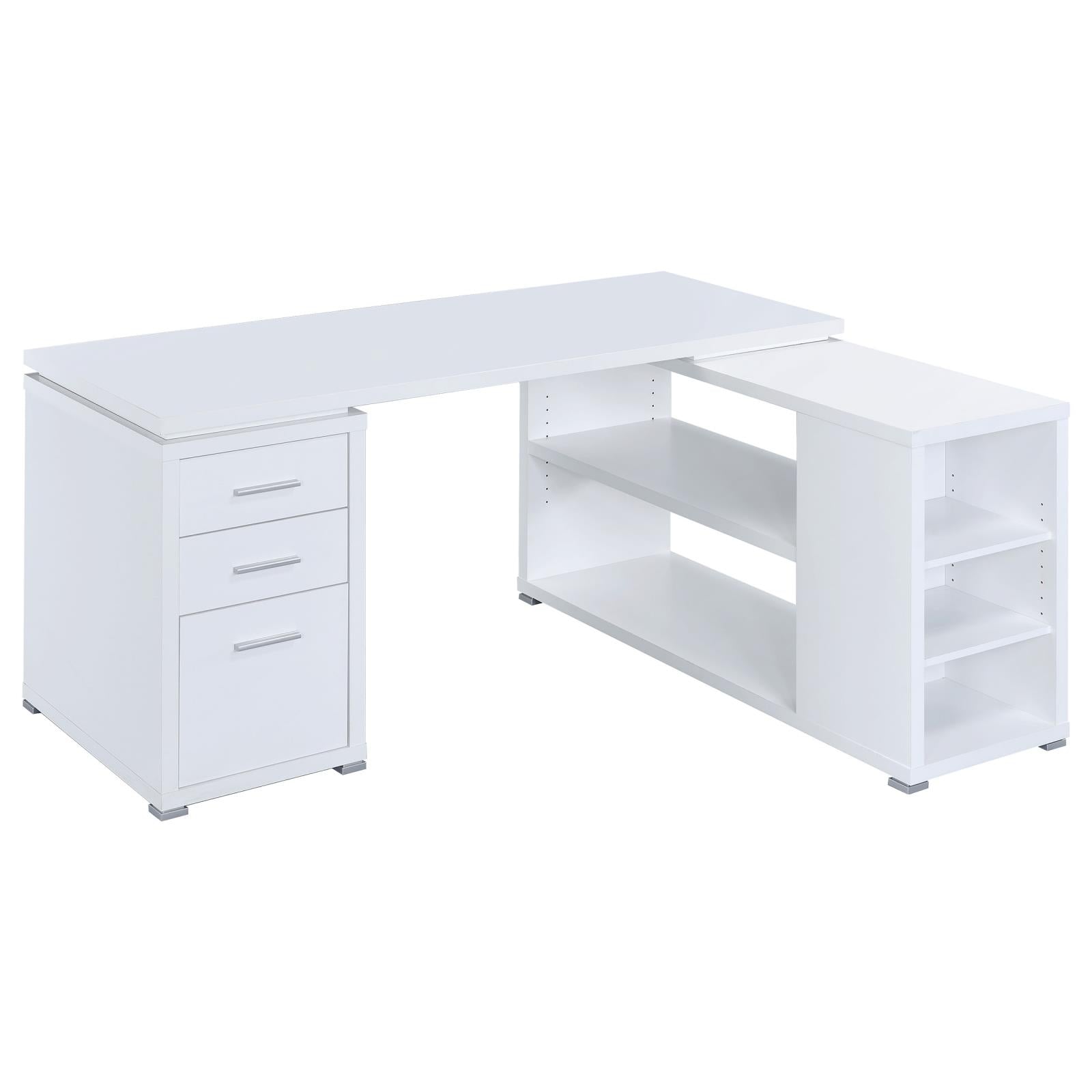 Yvette White L-shape Office Desk - 800516 - Luna Furniture - Dallas Store