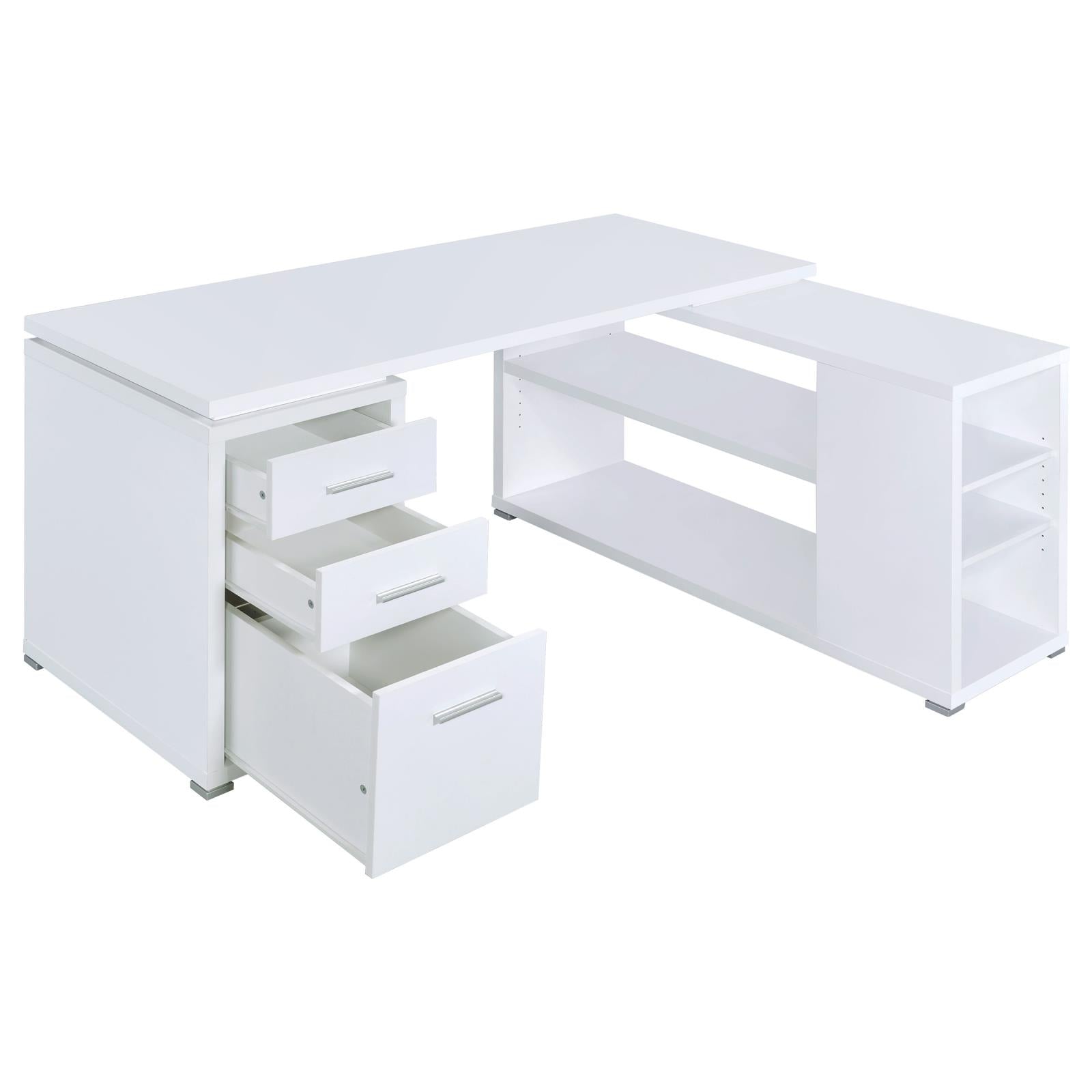 Yvette White L-shape Office Desk - 800516 - Luna Furniture - Dallas Store