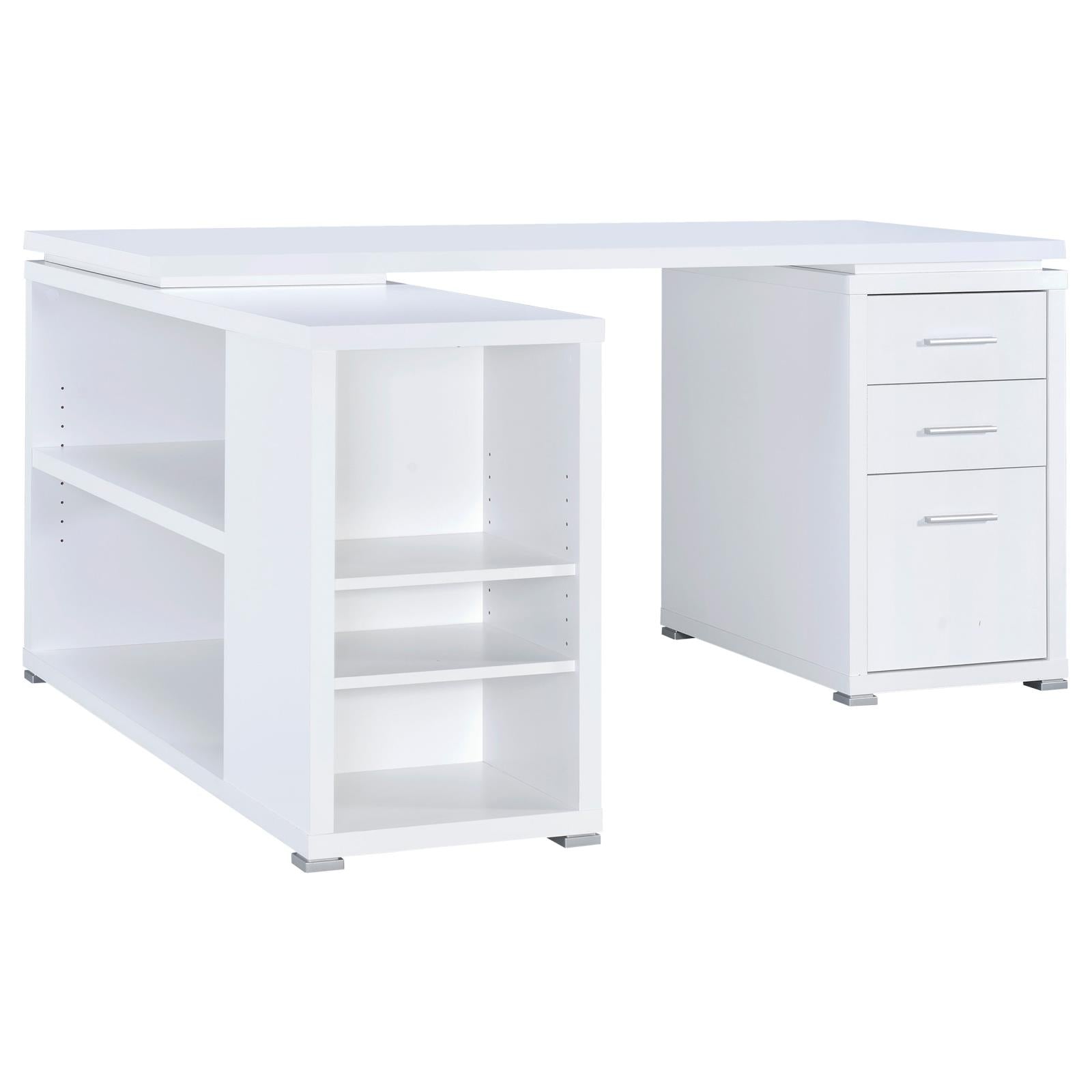 Yvette White L-shape Office Desk - 800516 - Luna Furniture - Dallas Store