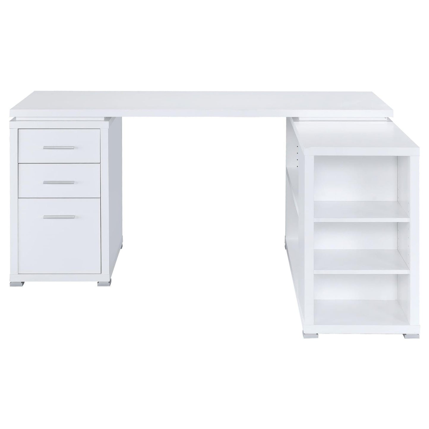 Yvette White L-shape Office Desk - 800516 - Luna Furniture - Dallas Store