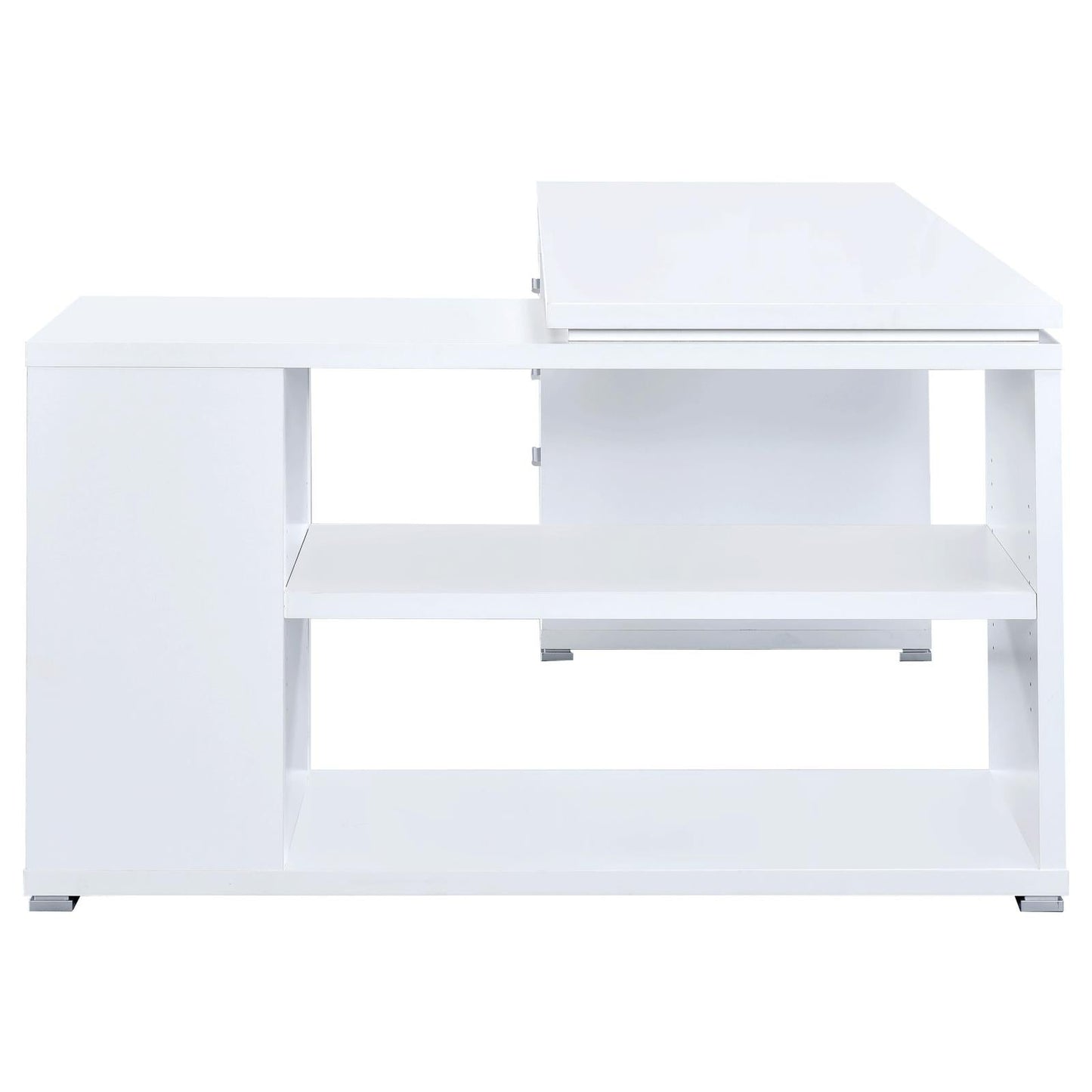 Yvette White L-shape Office Desk - 800516 - Luna Furniture - Dallas Store
