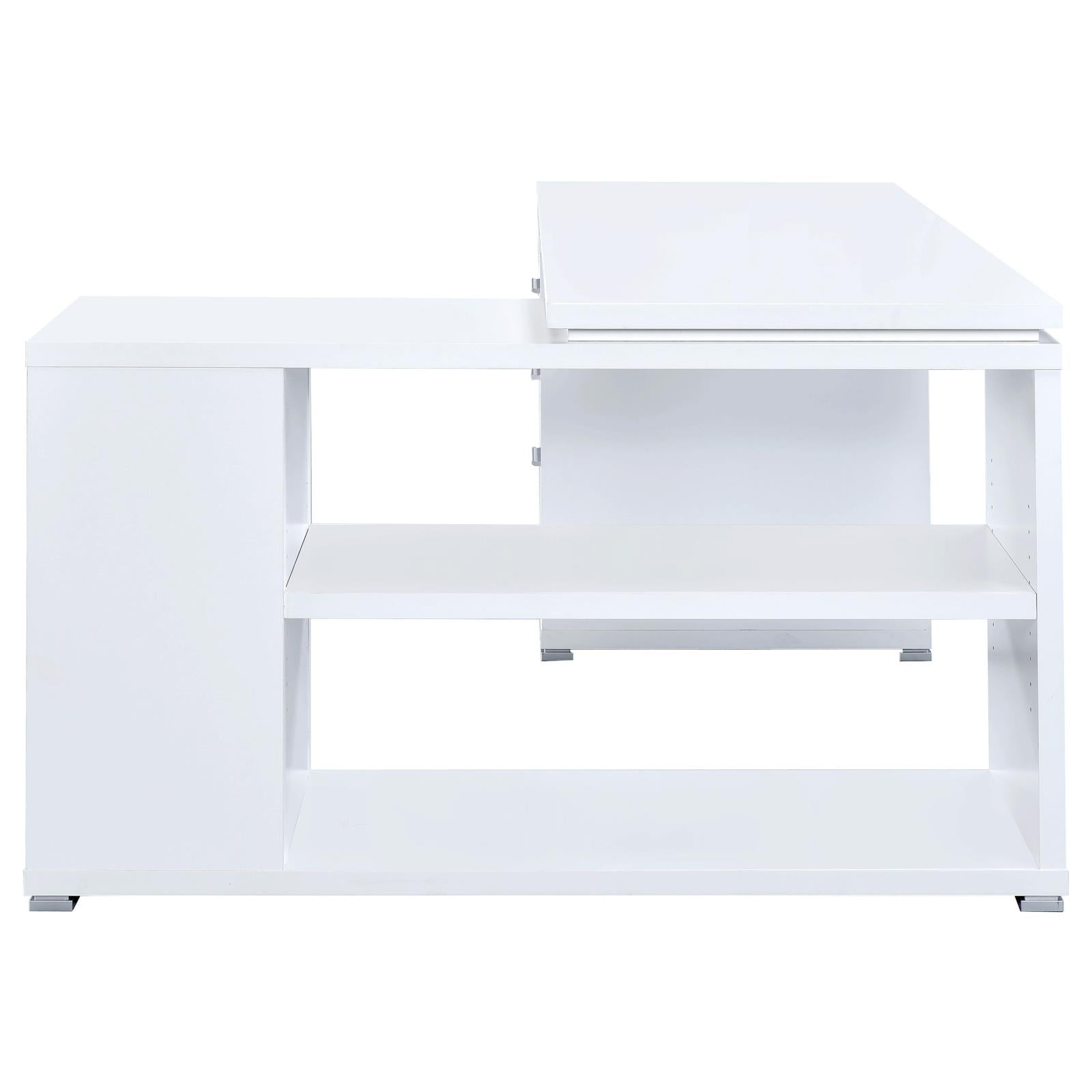 Yvette White L-shape Office Desk - 800516 - Luna Furniture - Dallas Store