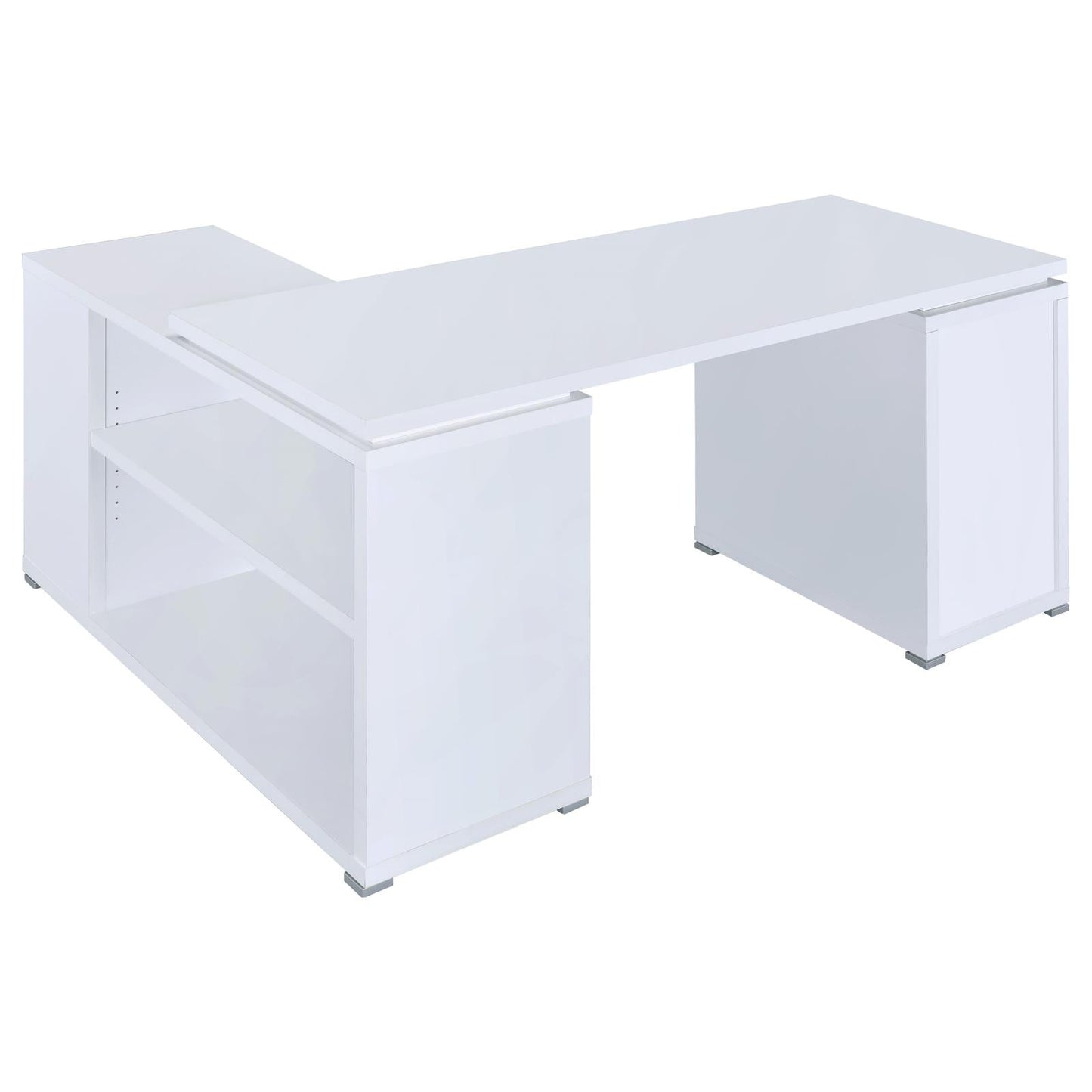 Yvette White L-shape Office Desk - 800516 - Luna Furniture - Dallas Store