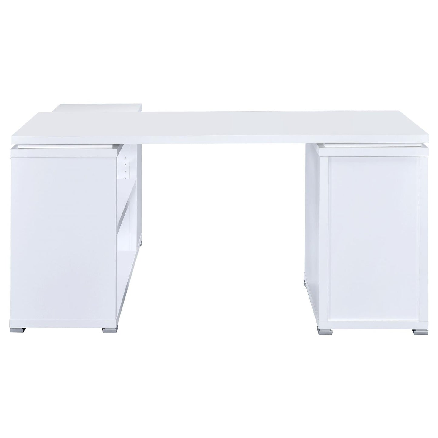 Yvette White L-shape Office Desk - 800516 - Luna Furniture - Dallas Store