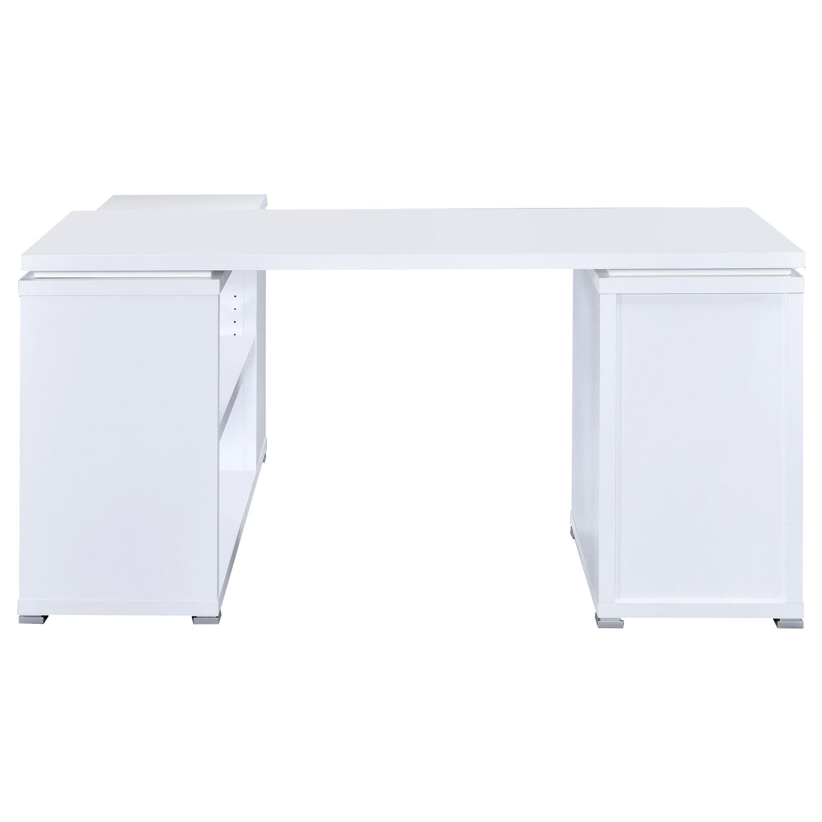 Yvette White L-shape Office Desk - 800516 - Luna Furniture - Dallas Store