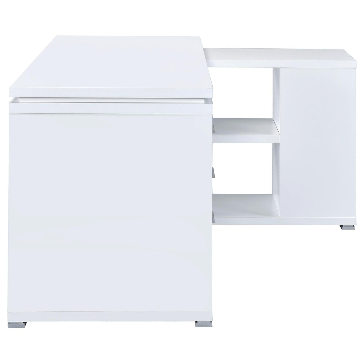Yvette White L-shape Office Desk - 800516 - Luna Furniture - Dallas Store