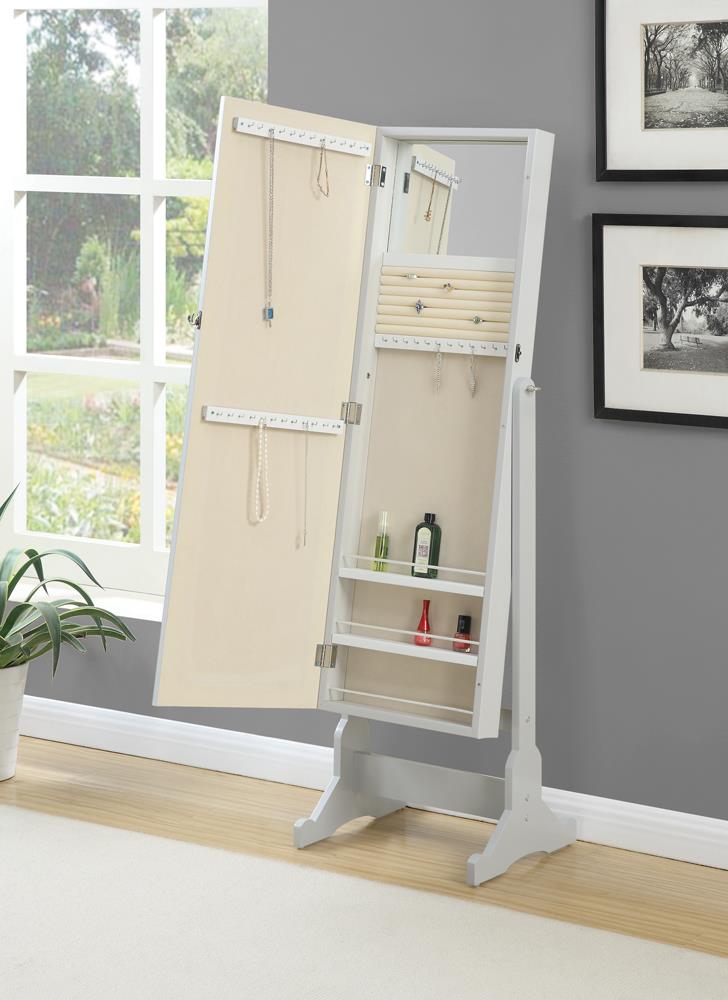 Yvonne Dove Gray Storage Jewelry Cheval Mirror - 901866 - Luna Furniture - Dallas Store