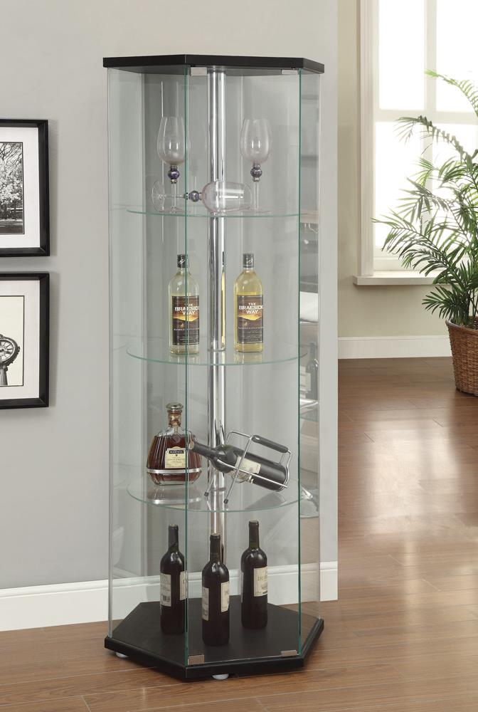 Zahavah Black/Clear 4-Shelf Hexagon Shaped Curio Cabinet - 950276 - Luna Furniture - Dallas Store