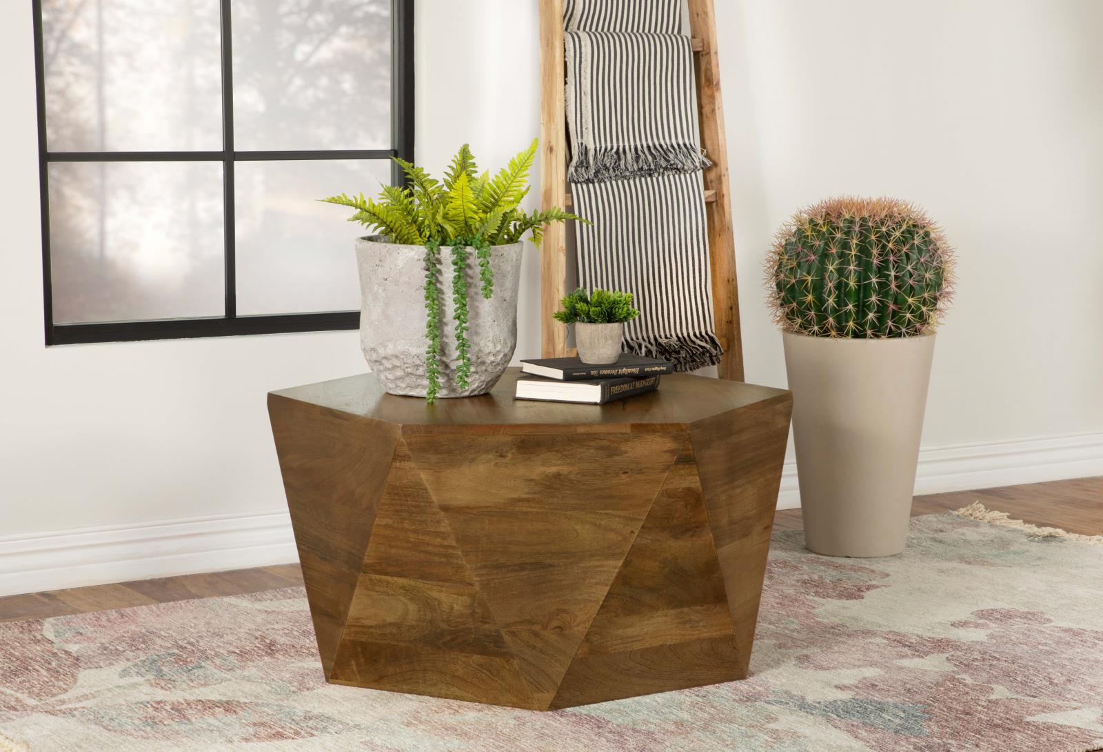 Zalika Natural Hexagonal Coffee Table - 724188 - Luna Furniture - Dallas Store