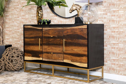 Zara Black Walnut/Gold 2-Door Accent Cabinet - 953466 - Luna Furniture - Dallas Store
