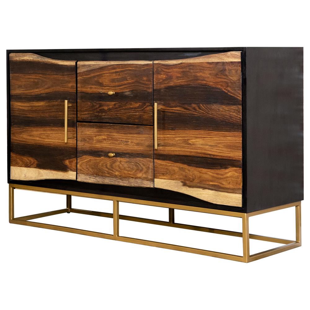 Zara Black Walnut/Gold 2-Door Accent Cabinet - 953466 - Luna Furniture - Dallas Store