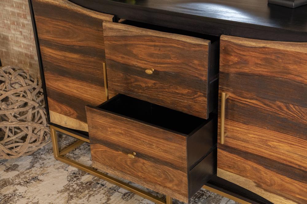 Zara Black Walnut/Gold 2-Door Accent Cabinet - 953466 - Luna Furniture - Dallas Store