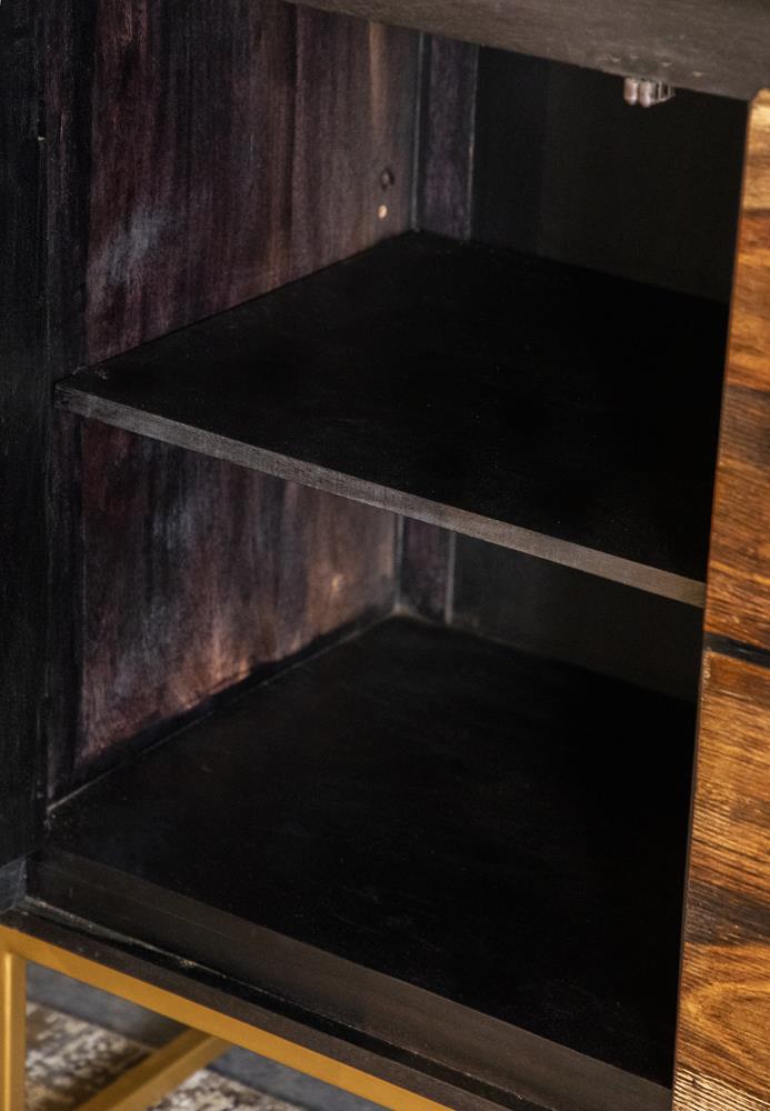 Zara Black Walnut/Gold 2-Door Accent Cabinet - 953466 - Luna Furniture - Dallas Store