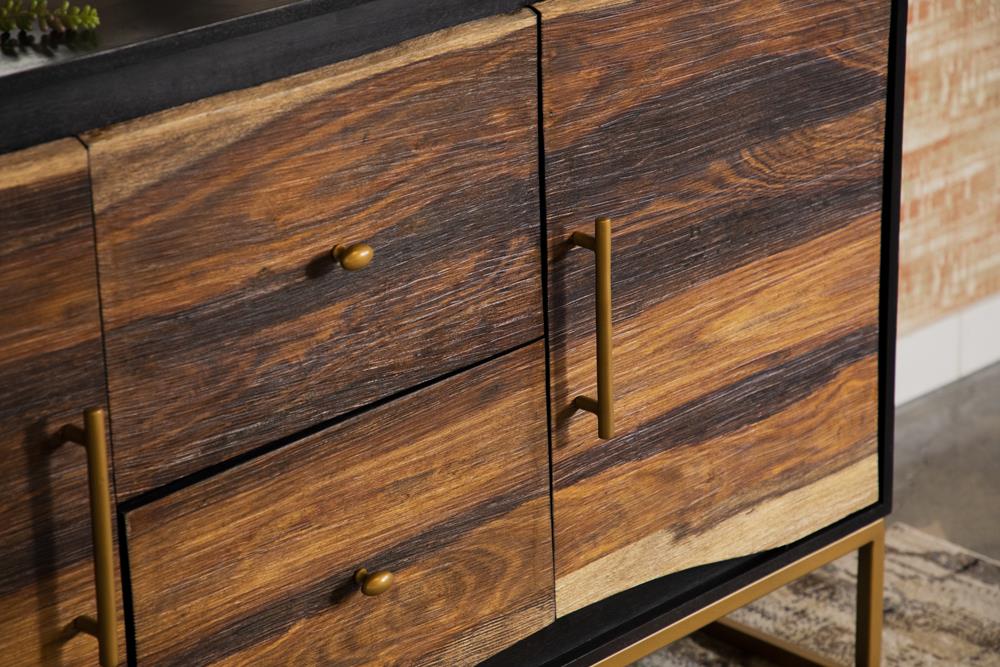 Zara Black Walnut/Gold 2-Door Accent Cabinet - 953466 - Luna Furniture - Dallas Store