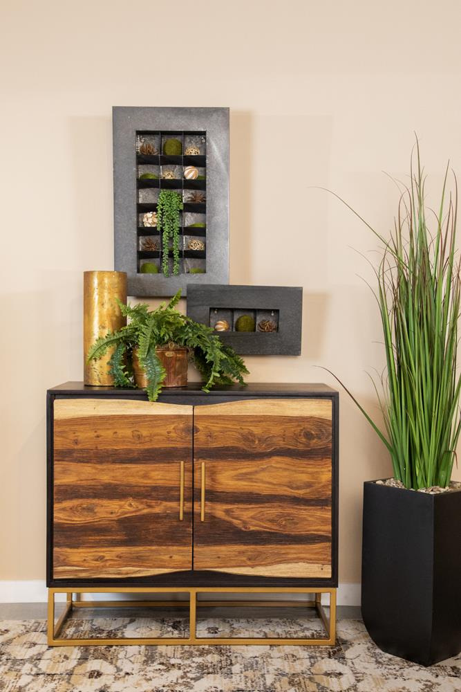 Zara Black Walnut/Gold 2-Drawer Accent Cabinet - 953447 - Luna Furniture - Dallas Store