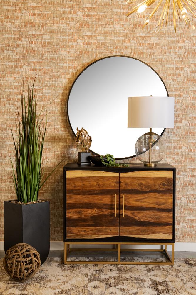 Zara Black Walnut/Gold 2-Drawer Accent Cabinet - 953447 - Luna Furniture - Dallas Store