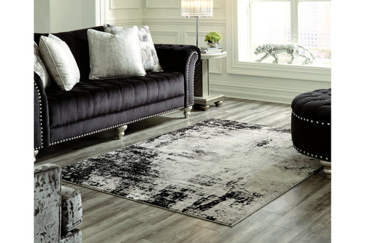 Zekeman Black/Cream/Gray Medium Rug - R404922 - Luna Furniture - Dallas Store