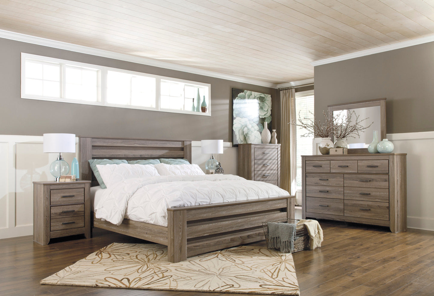 Zelen Warm Gray Panel Bedroom Set - SET | B248-66 | B248-68 | B248-99 | B248-31 | B248-36 - Luna Furniture - Dallas Store