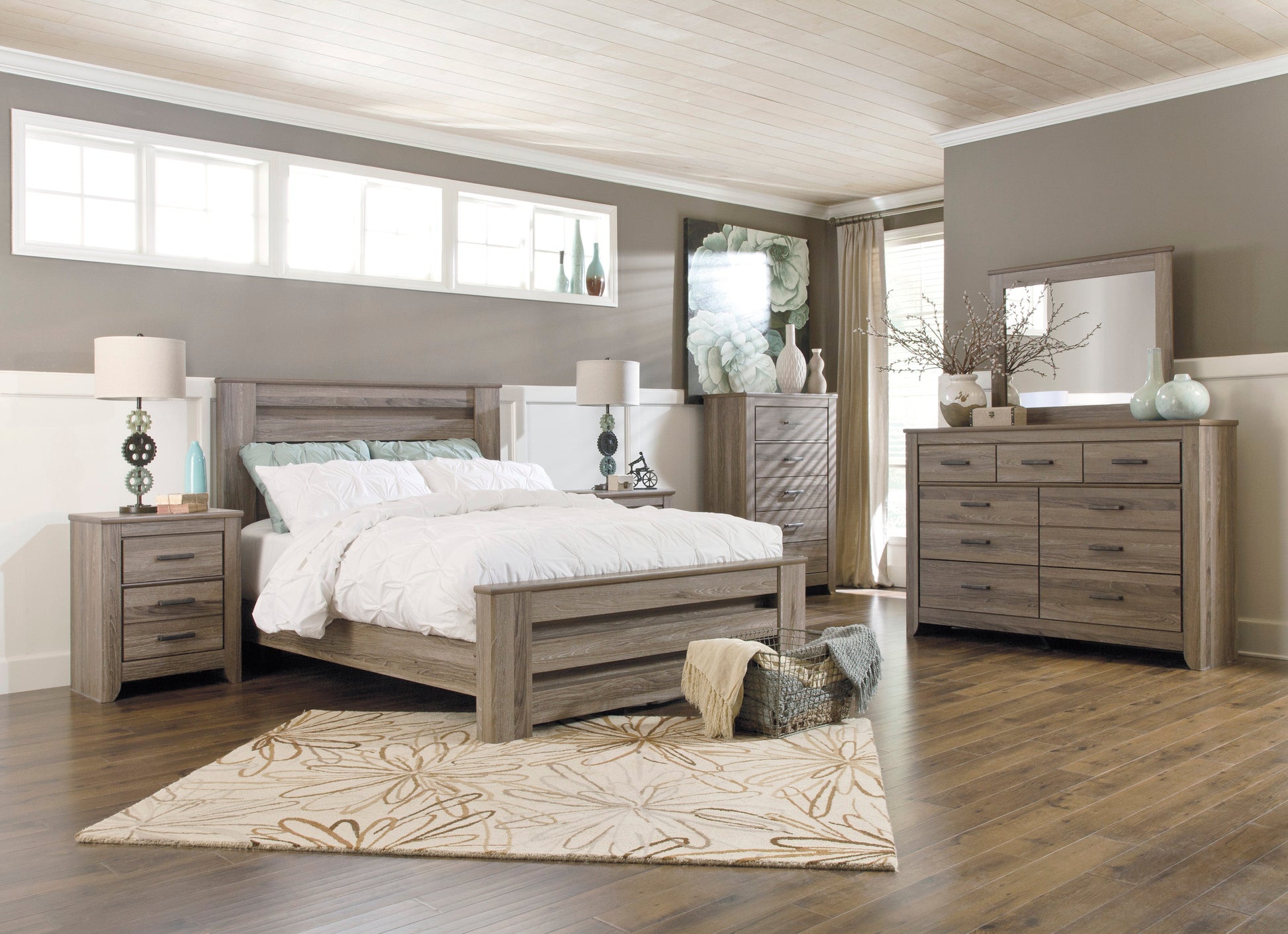 Zelen Warm Gray Panel Bedroom Set - SET | B248-66 | B248-68 | B248-99 | B248-31 | B248-36 - Luna Furniture - Dallas Store