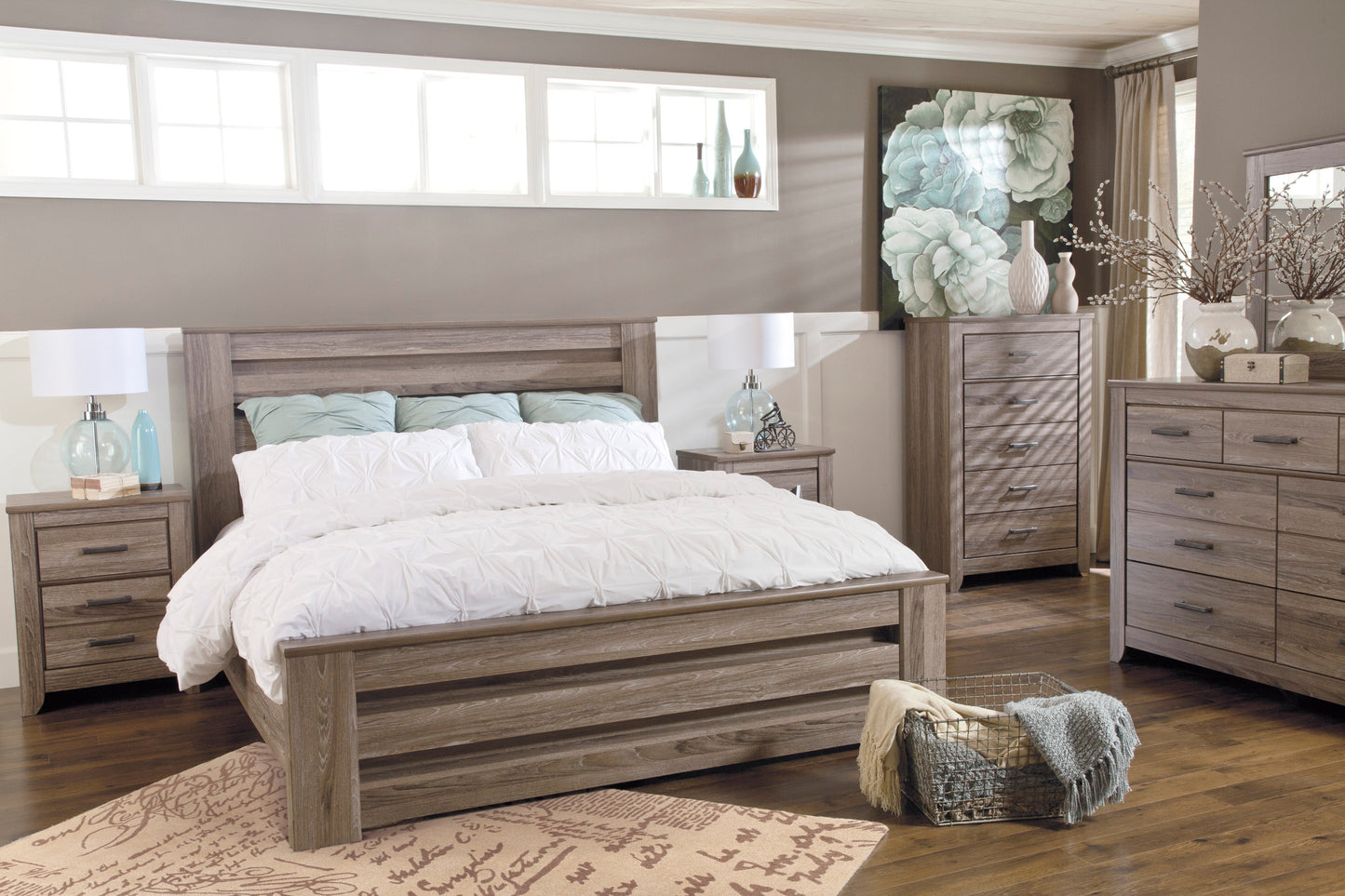 Zelen Warm Gray Panel Bedroom Set - SET | B248-66 | B248-68 | B248-99 | B248-31 | B248-36 - Luna Furniture - Dallas Store