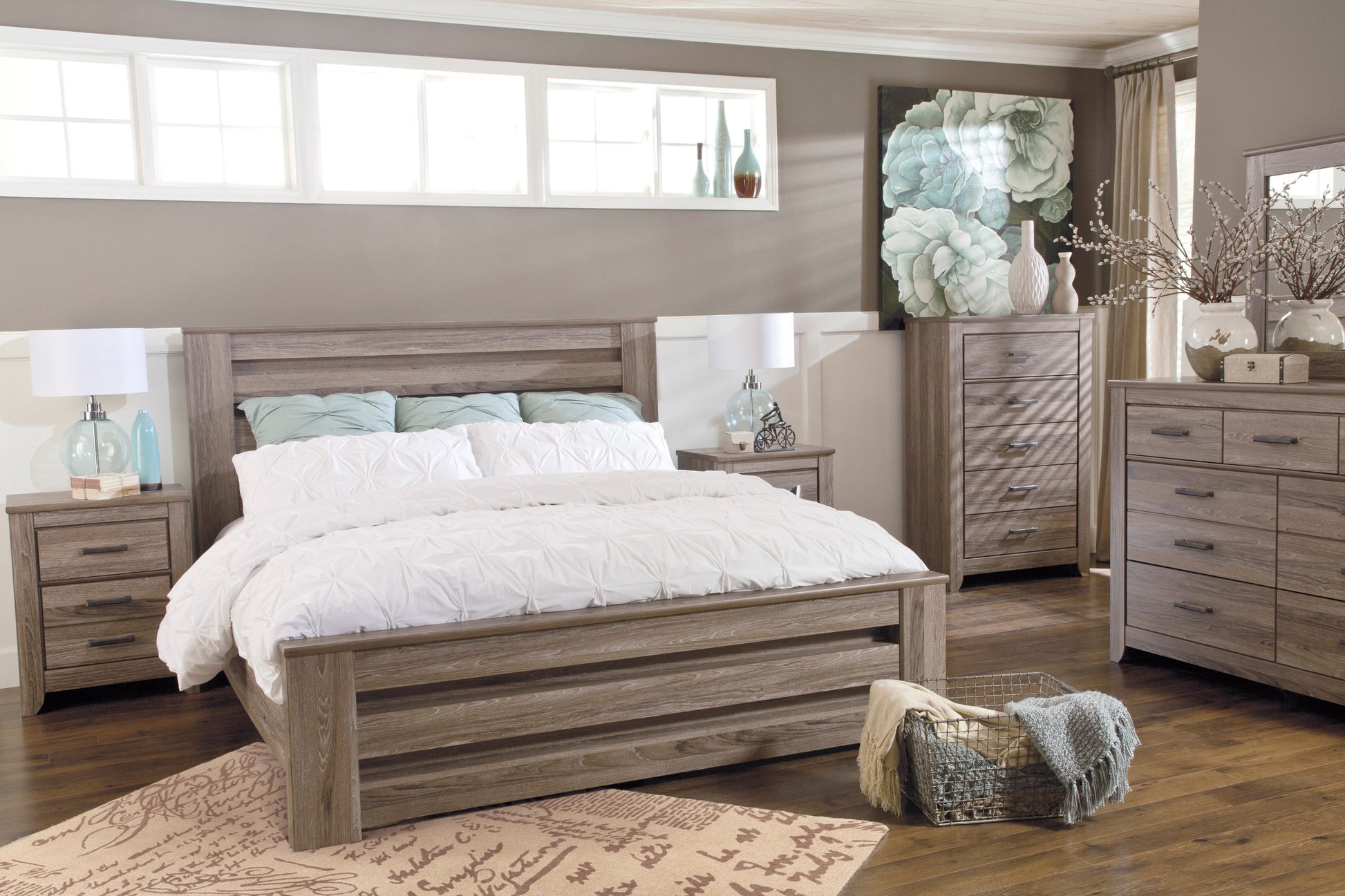 Zelen Warm Gray Panel Bedroom Set - SET | B248-66 | B248-68 | B248-99 | B248-31 | B248-36 - Luna Furniture - Dallas Store