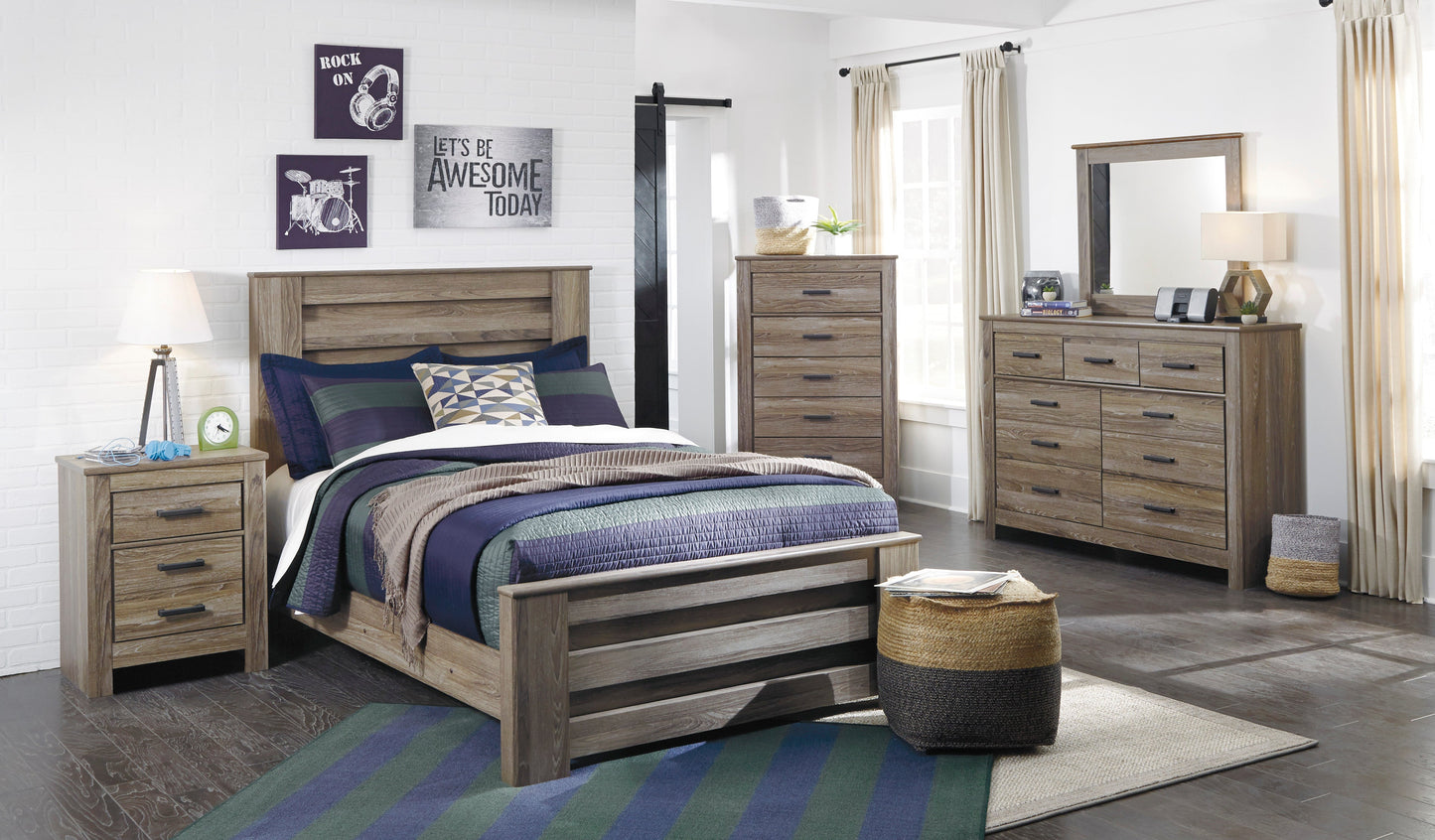 Zelen Warm Gray Panel Youth Bedroom Set - SET | B248-84 | B248-86 | B248-87 | B248-31 | B248-36 | B248-92 | B248-46 - Luna Furniture - Dallas Store