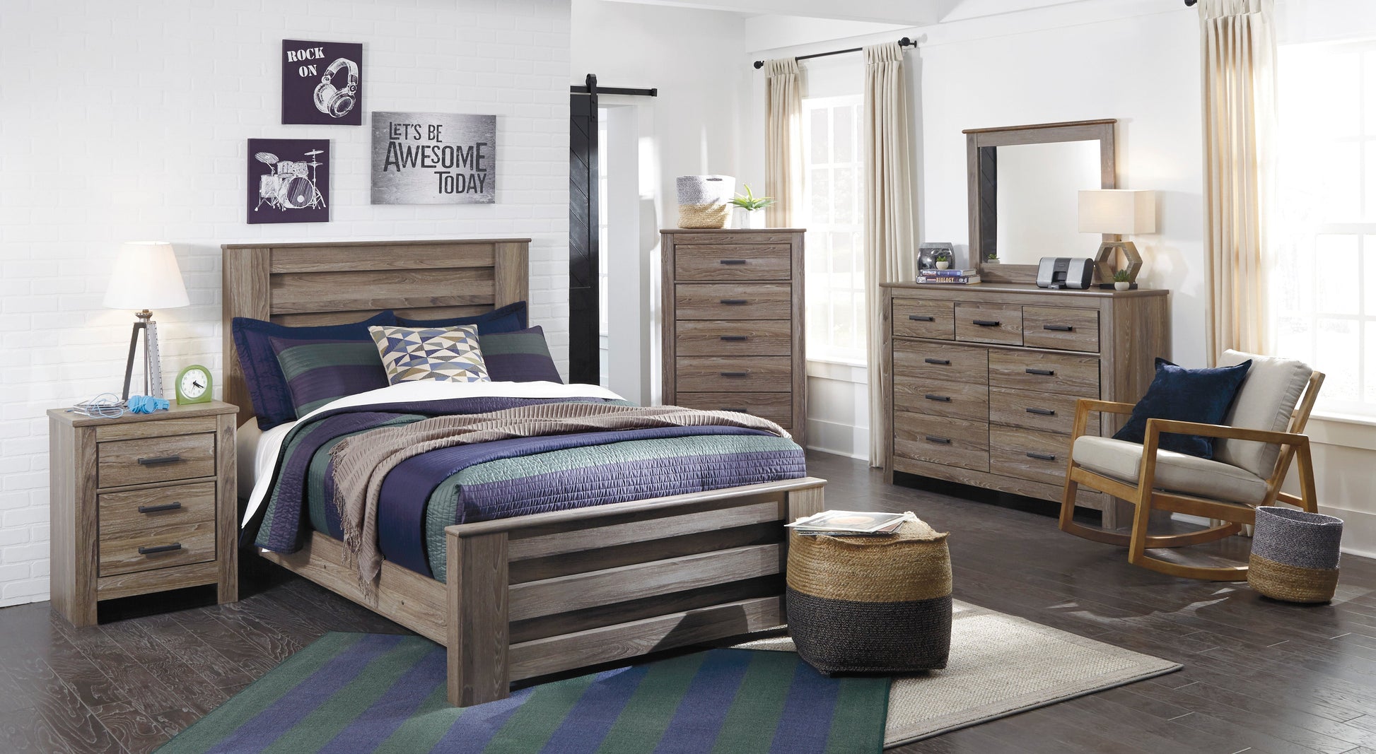 Zelen Warm Gray Panel Youth Bedroom Set - SET | B248-84 | B248-86 | B248-87 | B248-31 | B248-36 | B248-92 | B248-46 - Luna Furniture - Dallas Store